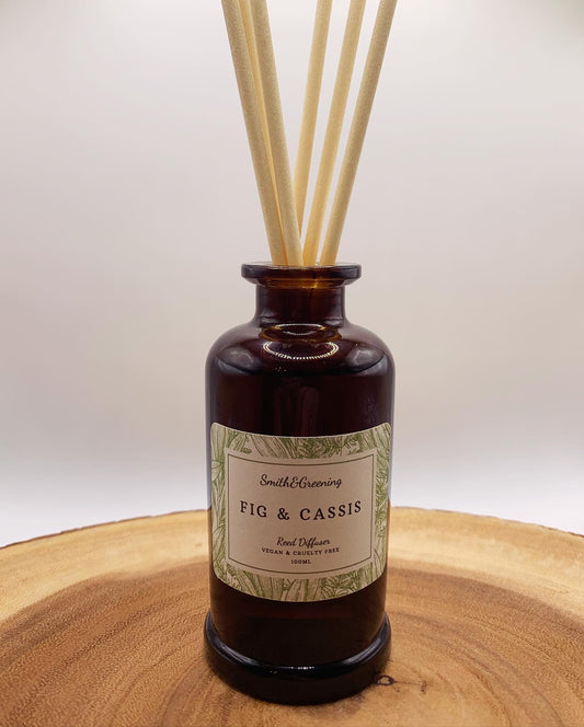 Fig & Cassis Reed Diffuser - Luxury amber glass jar